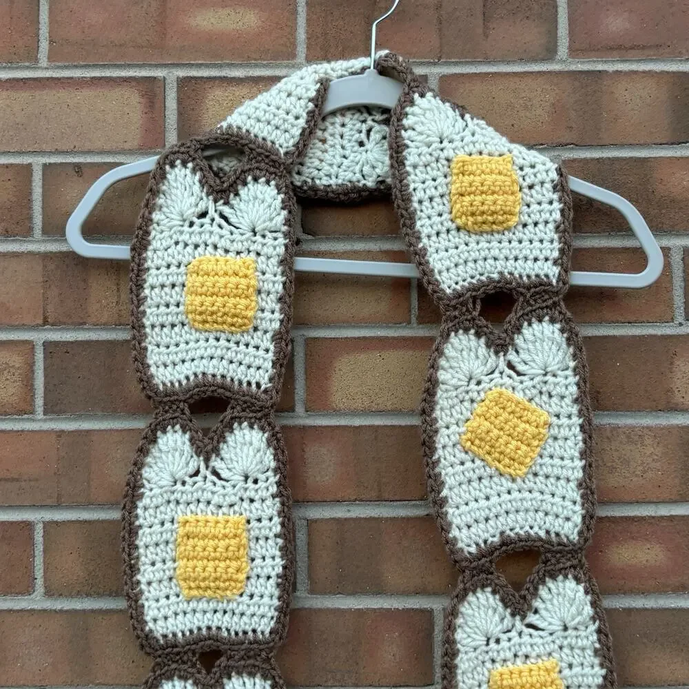 Crochet Butter Toast Scarf Quirky Fun Food Breakfast Lovers